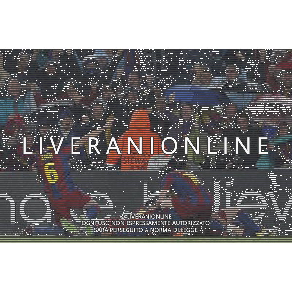 FC Barcelona\'s Xavi Hernandez, Gerard Pique,David Villa, Andres Iniesta, Leo Messi and Pedro Rodriguez celebrate goal during UEFA Champions League match.May 3,2011.(ALTERPHOTOS/Acero) AG ALDO LIVERANI S A S ONLY ITALKY