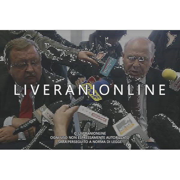 GDANSK 04.05.2011 POLISH LEAGUE FOOTBALL EURO 2012 PGE ARENA STADIUM CONSTRUCTION PZPN PRESS CONFERENCE Grzegorz Lato Nuovo presidente della Federcalcio polacca Pzpn. Presidente della Federazione polacca Zdzislaw Krecina FOTO. WOJCIECH FIGURSKI / NEWSPIX.PL/ALDO LIVERANI SAS - ITALY ONLY - *** Local Caption *** .