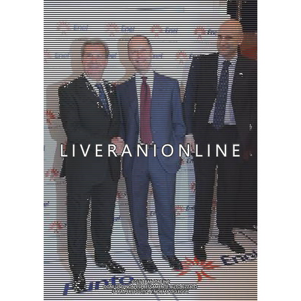 10/5/2011 MILANO VIA BROLETTO 46 ENEL: VALENTINO ROSSI PRESENTA IL NUOVO FLAGSHIP STORE DELL\'ENERGIA NELLA FOTO PAOLO ANDREA COLOMBO PRESIDENTE ENEL - FULVIO CONTI A.D. ENEL - DIRETTORE DELLA DIVISIONE MERCATO ENEL GIANFILIPPO MANCINI PH.FIOCHI/ALDO LIVERANI SAS