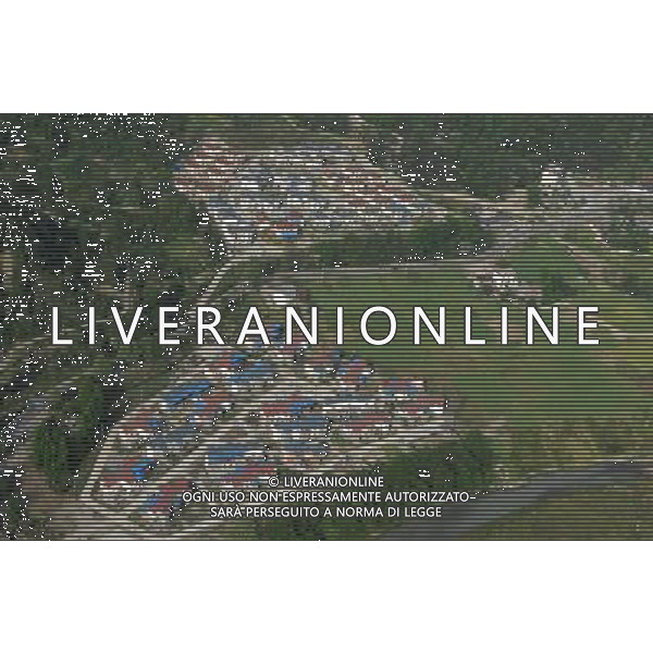 CHENGDU, May 10, 2011 The bird view photo taken on April 24, 2011 shows part of the rural area in Dujiangyan City, southwest China\'s Sichuan Province. Mu Hong, vice director of China\'s National Development and Reform Commission, on Tuesday said 95 percent of the post quake reconstruction projects have been completed so far in the areas hit by a devastating earthquake three years ago. According to the country\'s general reconstruction plan, the rebuilding in the quake zones is expected to be fully completed by the end of September, Mu Hong said. The devastating quake centered in Wenchuan County in southwestern Sichuan on May 12, 2008 left 87,000 people dead or missing and millions homeless. (/Chen Xie) (zhs) CHENGDU, 10 maggio 2011 La fotografia vista uccello preso il 24 Aprile 2011 mostra Erwang Tempio che  in fase di ricostruzione a Dujiangyan City nel sud-ovest della Cina nella provincia del Sichuan. AG. ALDO LIVERANI SAS ITALY ONLY *** Local Caption *** .