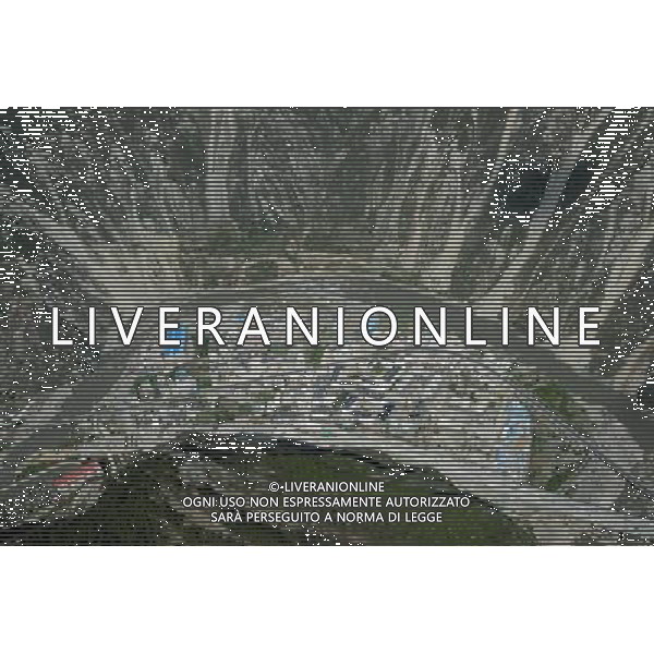 CHENGDU, May 10, 2011 The bird view photo taken on April 24, 2011 shows a scene in Wenchuan, southwest China\'s Sichuan Province. Mu Hong, vice director of China\'s National Development and Reform Commission, on Tuesday said 95 percent of the post quake reconstruction projects have been completed so far in the areas hit by a devastating earthquake three years ago. According to the country\'s general reconstruction plan, the rebuilding in the quake zones is expected to be fully completed by the end of September, Mu Hong said. The devastating quake centered in Wenchuan County in southwestern Sichuan on May 12, 2008 left 87,000 people dead or missing and millions homeless. (/Chen Xie) (zhs) CHENGDU, 10 maggio 2011 La fotografia vista uccello preso il 24 Aprile 2011 mostra Erwang Tempio che  in fase di ricostruzione a Dujiangyan City nel sud-ovest della Cina nella provincia del Sichuan. AG. ALDO LIVERANI SAS ITALY ONLY *** Local Caption *** .