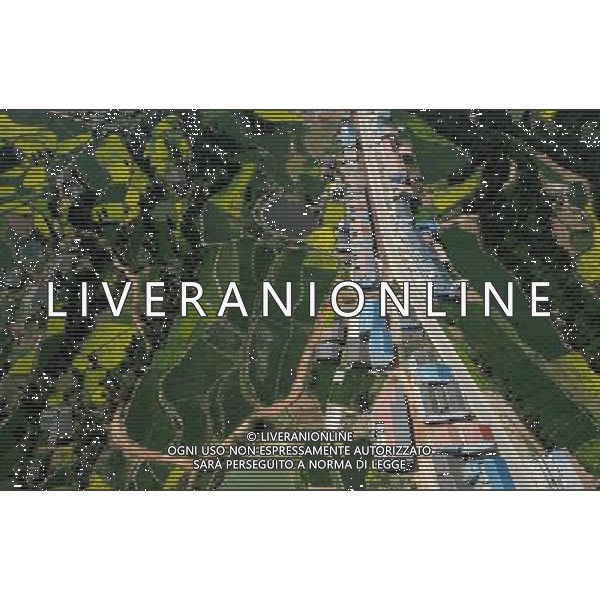 CHENGDU, May 10, 2011 The bird view photo taken on April 10, 2011 shows part of the rural area in southwest China\'s Sichuan Province. Mu Hong, vice director of China\'s National Development and Reform Commission, on Tuesday said 95 percent of the post quake reconstruction projects have been completed so far in the areas hit by a devastating earthquake three years ago. According to the country\'s general reconstruction plan, the rebuilding in the quake zones is expected to be fully completed by the end of September, Mu Hong said. The devastating quake centered in Wenchuan County in southwestern Sichuan on May 12, 2008 left 87,000 people dead or missing and millions homeless. (/Chen Xie) (zhs) CHENGDU, 10 maggio 2011 La fotografia vista uccello preso il 24 Aprile 2011 mostra Erwang Tempio che  in fase di ricostruzione a Dujiangyan City nel sud-ovest della Cina nella provincia del Sichuan. AG. ALDO LIVERANI SAS ITALY ONLY *** Local Caption *** .