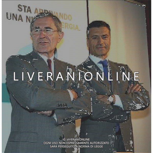 MILANO 12/5/2011 GRAND HOTEL ET DE MILAN VIA MANZONI, 29 CONFERENZA STAMPA GDF SUEZ NELLA FOTO GERARD MESTRALLET E ALDO CHIARINI FOTO ROMANO/AG ALDO LIVERANI