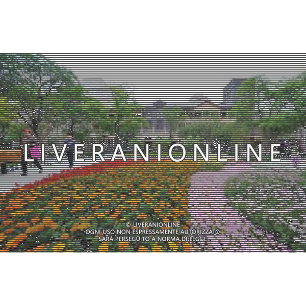 TIANJIN, May 10, 2011 Citizens walk in a garden at Tai\'an Road in Tianjin Municipality, north China, May 9, 2011. Located in the middle of original British concession, Tai\'an road has more than 100 years history, with The Astor Hotel, Victoria Garden and Anglican Church sitting along it. A district with British characters has taken shape after three buildings was basically completed in the Taian Road in Tianjin. (/Qiu Yuewei)(yrz) Citta\' di Tianjin , scorcio con vista sui pricipali monumenti ed edifici storici AG. ALDO LIVERANI SAS ITALY ONLY *** Local Caption *** .