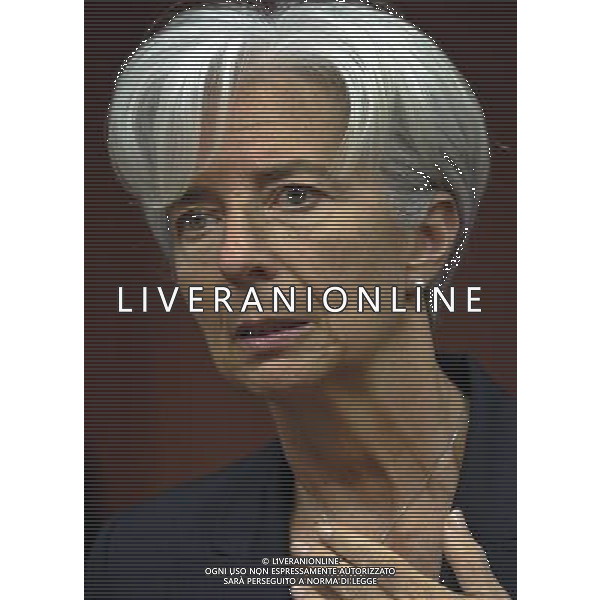 French Finance Minister Christine Lagarde prior to a ministerial meeting on the European Stability Mechanis and Eurogroup meeting in Brussels, Belgium on 2011-05-16 EU finance ministers met to discuss the financial aid package for Portugal and Greek debt crisis. Ministri delle finanze dell\'Unione europea si sono incontrati per discutere il pacchetto di aiuti finanziari per il Portogallo e della crisi del debito della Grecia AG. ALDO LIVERANI SAS ITALY ONLY *** Local Caption *** .