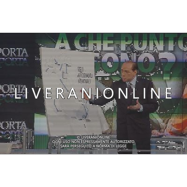 ROMA, 6-04-2004 TRASMISSIONE DI PORTA A PORTA SU LE GRANDI OPERE. NELLA FOTO:SILVIO BERLUSCONI ILLUSTRA IL PIANO DELLE GRANDI OPERE AGENZIA ALDO LIVERANI