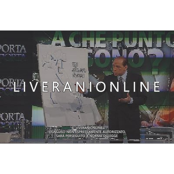 ROMA, 6-04-2004 TRASMISSIONE DI PORTA A PORTA SU LE GRANDI OPERE. NELLA FOTO:SILVIO BERLUSCONI ILLUSTRA IL PIANO DELLE GRANDI OPERE AGENZIA ALDO LIVERANI