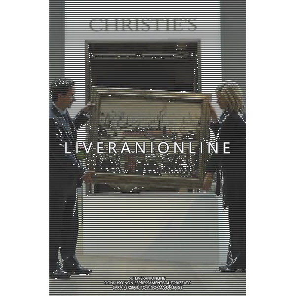 Christies unveil a £14million sale of 20th Century British and Irish Artwhich includes work by L.S. Lowry, Samuel John Peploe and the first painting by Winston Churchill to to painted by him after the end of World War II. Picture shows: The Football Match by L.S Lowry (1949) esimated to realise in excess of £3.5m Christies mostra i dipinti che saranno all\'asta tra cui il primo dipinto di Winston Churchill e quelli che dipinse dopo la fine della seconda guerra mondiale. AG. ALDO LIVERANI SAS ITALY ONLY *** Local Caption *** .