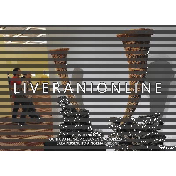 (110526) -- HONG KONG, May 26, 2011 () -- A superbly carved large pair of reticulated full-tip rhinoceros horn carvings are on display during a media preview in Hong Kong, south China, on May 26, 2011. Christie\'s Hong Kong Spring Auctions 2011 will be held between May 27 and June 1, featuring over 2,700 Chinese ceramics, Chinese classical paintings and calligraphy, watches and wines, with a total estimated price of about 2.4 billion HK dollars. (/Song Zhenping) (zn) La mostra dell\' artista contemporaneo cinese Zeng Fanzhi a Hong Kong dove espone circa 30 opere AG. ALDO LIVERANI SAS ITALY ONLY *** Local Caption *** .