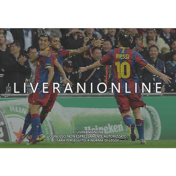 UEFA Champions League 2010/2011 Finale Londra (Inghilterra) - 28.05.2011 Barcellona-Manchester United Nella Foto: pedro esultanza dopo il gol con messi /Ph.Vitez-Ag. Aldo Liverani
