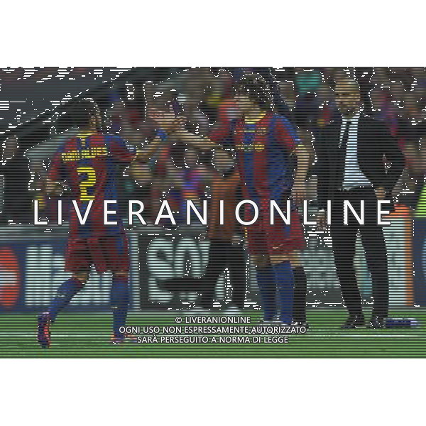 UEFA Champions League 2010/2011 Finale Londra (Inghilterra) - 28.05.2011 Barcellona-Manchester United Nella Foto:Daniel Alves-Carles Puyol /Ph.Vitez-Ag. Aldo Liverani