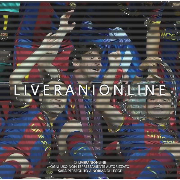 UEFA Champions League 2010/2011 Finale Londra (Inghilterra) - 28.05.2011 Barcellona-Manchester United Nella Foto:Lionel Messi-Xavi Hernandez-Andres Iniesta /Ph.Vitez-Ag. Aldo Liverani
