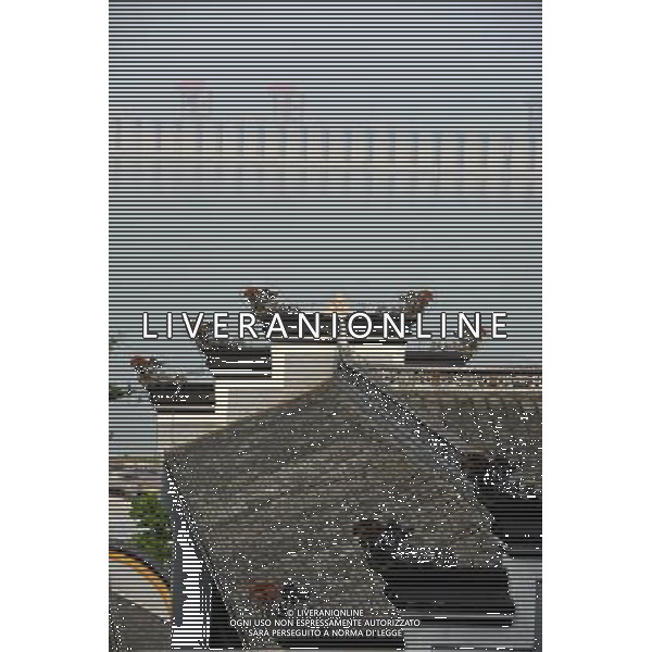 WUHAN, May 31, 2011 The Three Gorges Dam is seen from the new site of the Qu Yuan Memorial Hall in Zigui County, central China\'s Hubei Province on May 28, 2011. The Qu Yuan Memorial Hall, originally built in 820 A.D. for people to worship Qu Yuan, a patriotic poet during the Warring States period (475 B.C. 221 B.C.), was moved to its new seat on the Phoenix Mountain in Zigui in the year 2006 to make way for the Three Gorges Dam. As one of the biggest heritage preservation projects carried out during the construction of the Three Gorges Dam, the new site of the historic temple, which is comprised of a whole set of structures in an area of 20,000 square meters, reopened to the public in June 2010. (Hao Tongqian) (ljh) Il nuovo sito di Qu Yuan Memorial Hall di Zigui County, Cina centrale provincia di Hubei AG. ALDO LIVERANI SAS ITALY ONLY *** Local Caption *** .