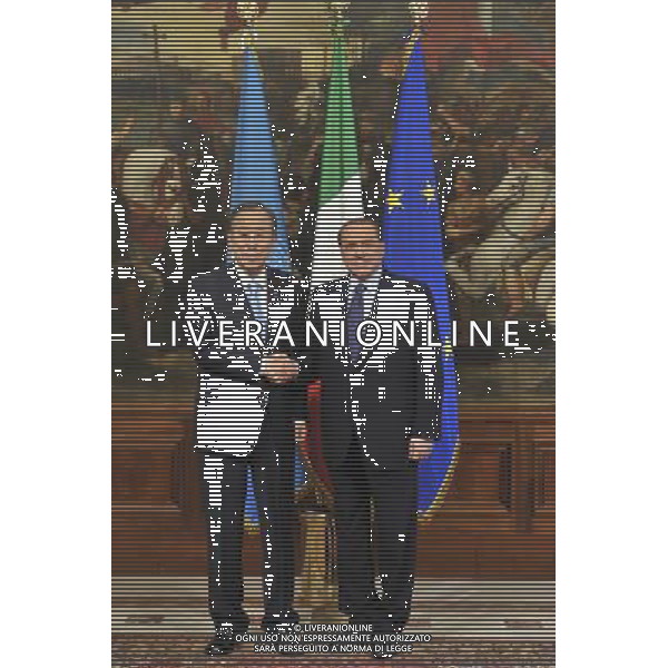 Roma - 01/06/2011 - Palazzo Chigi - Il Presidente del Consiglio Silvio Berlusconi incontra il Segretario Generale delle Nazioni Unite, Ban Ki Moon - nella foto: Silvio Berlusconi e Ban Ki Moon å©ANTICOLI /POOL / Fabrizio Corradetti - Ag. Aldo Liverani sas