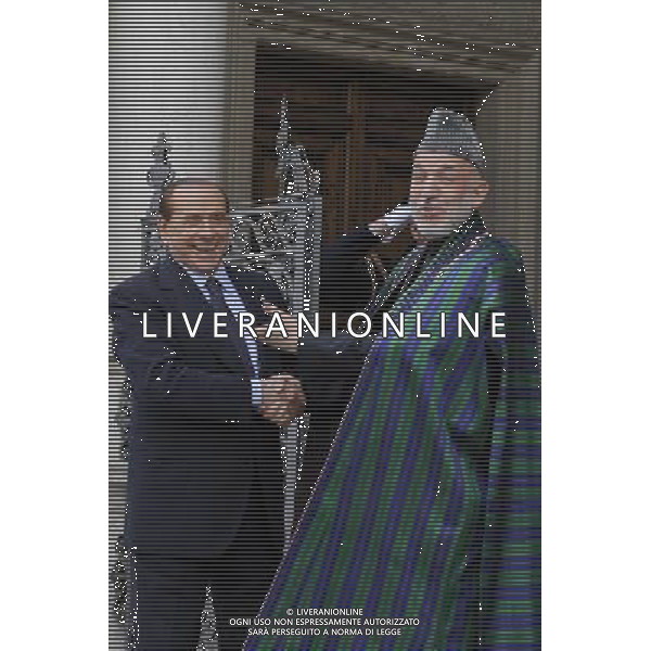 Roma - 02/06/2011 - Villa Doria Pamphili - Il Presidente del Consiglio Silvio Berlusconi incontra il Presidente della Repubblica islamica dell\'Afghanistan, Hamid Karzai - nella foto: Silvio Berlusconi e Hamid Karzai å© Fabrizio Corradetti - Ag. Aldo Liverani sas