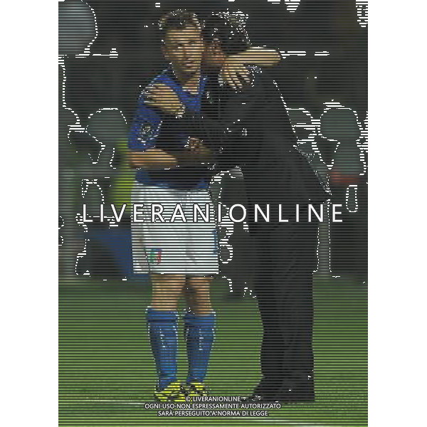 Qualificazioni ai Campionati Europei UEFA EURO 2012 Gruppo C Modena - 03.06.2011 Italia-Estonia Nella Foto: antonio cassano esultanza dopo il gol con cesare prandelli /Ph.Vitez-Ag. Aldo Liverani