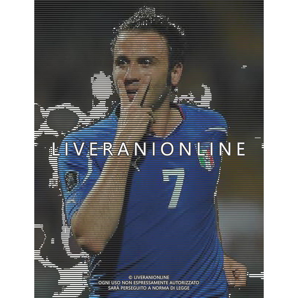 Qualificazioni ai Campionati Europei UEFA EURO 2012 Gruppo C Modena - 03.06.2011 Italia-Estonia Nella Foto: esultanza di giampaolo pazzini dopo il gol del 3-0 /Ph.Vitez-Ag. Aldo Liverani
