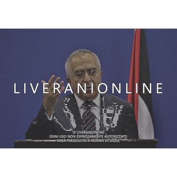 WEST BANK, June 2, 2011 Palestinian Prime Minister Salam Fayyad speaks during a joint press conference with France\'s Foreign Minister Alain Juppe (not pictured) after their meeting in the West Bank city of Ramallah, June 2, 2011. (/Fadi Arouri)(lyi) /photoshot/ALDO LIVERANI - ITALY ONLY