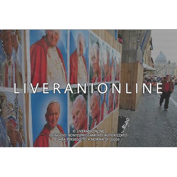 A giant banner bearing John Paul\'s portrait is unveiled over the facade of St Peter\'s basilica during the ceremony of beatification for late pope John Paul II on May 1, 2011 at St Peter\'s square at The Vatican. Photo by NEWSCOM OUT AG ALDO LIVERANI S A S