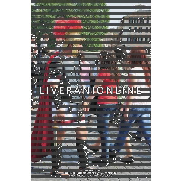 A Roman legionary in ancient armour. Photo by NEWSCOM OUT AG ALDO LIVERANI S A S