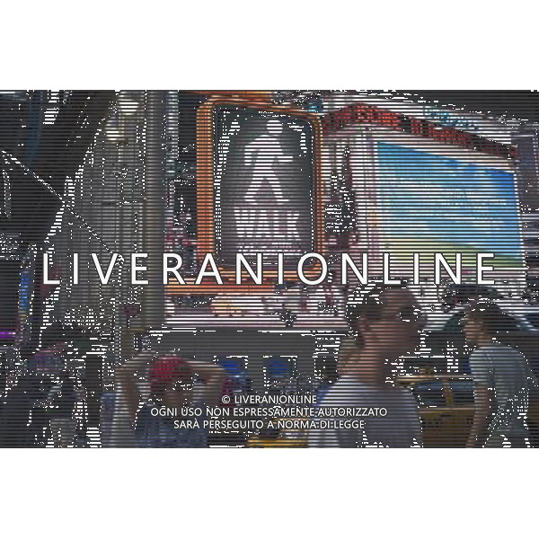 A giant LED sign on the Walgreens drug store at One Times Square in New York promotes walking and healthy lifestyle seen on Monday, May 30, 2011. ©photoshot/Agenzia Aldo Liverani Sas - ITALY ONLY - Gli abitanti e Turisti a New York affollano la citta\' nell\'inizio non ufficiale dell\'estate