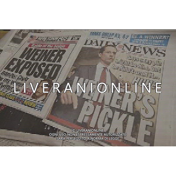Headlines of New York tabloids on Thursday, June 2, 2011 report on NY Congressman Anthony Weiner and the embarrassing photograph that was sent from his Twitter account. ©photoshot/Agenzia Aldo Liverani Sas - ITALY ONLY - Gli abitanti e Turisti a New York affollano la citta\' nell\'inizio non ufficiale dell\'estate