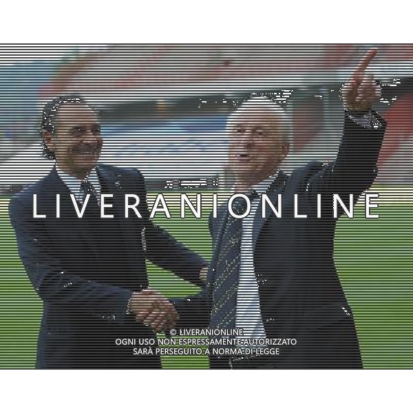 Amichevole Internazionale Liegi (Belgio) - 07.06.2011 Italia-Repubblica d\'Irlanda Nella Foto: cesare prandelli e giovanni trapattoni /Ph.Vitez-Ag. Aldo Liverani