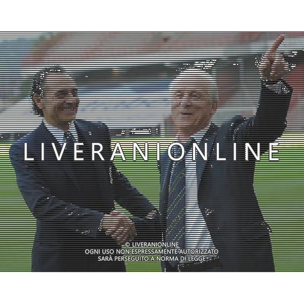 Amichevole Internazionale Liegi (Belgio) - 07.06.2011 Italia-Repubblica d\'Irlanda Nella Foto: cesare prandelli e giovanni trapattoni /Ph.Vitez-Ag. Aldo Liverani