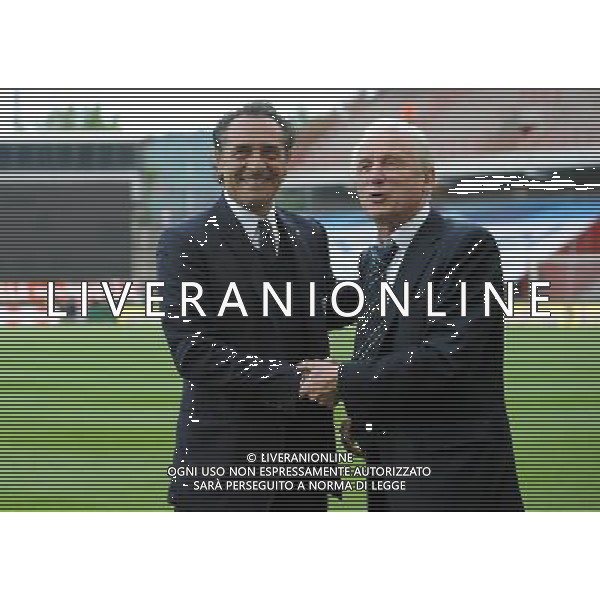 Amichevole Internazionale Liegi (Belgio) - 07.06.2011 Italia-Repubblica d\'Irlanda Nella Foto: cesare prandelli e giovanni trapattoni /Ph.Vitez-Ag. Aldo Liverani