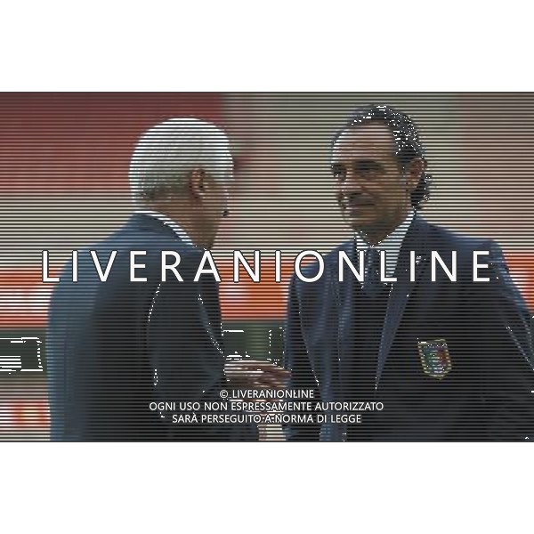 Amichevole Internazionale Liegi (Belgio) - 07.06.2011 Italia-Repubblica d\'Irlanda Nella Foto:Cesare Prandelli-Giovanni Trapattoni /Ph.Vitez-Ag. Aldo Liverani