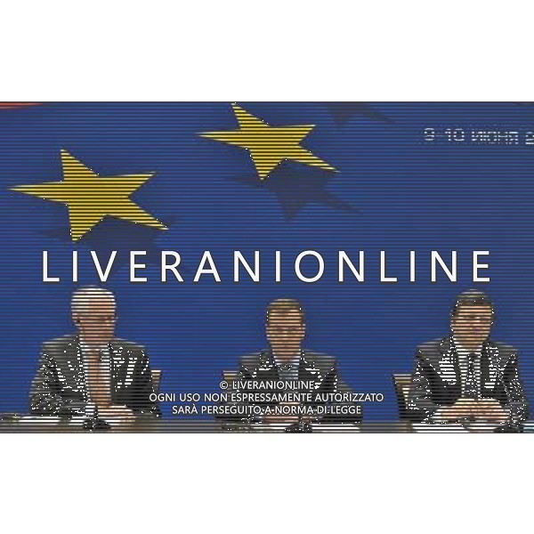 NIZHNV NOVGOROD, June 10, 2011 European Commission President Jose Manuel Barroso (R), Russian President Dmitry Medvedev (C) and EU President Herman Van Rompuy (L) attend a press conference after the end of Russia European Union (EU) talks in Nizhny Novgorod, Russia, on June 10, 2011.The 27th Russia EU summit kicked off Friday in the western Russian city of Nizhny Novgorod. It was attended by Russian President Dmitry Medvedev, European Council President Herman Van Rompuy and European Commission President Jose Manuel Barroso. (/Liu Lihang) (lhh) )/photoshot/AG ALDO LIVERANI SAS - ITALY ONLY - *** Local Caption *** .