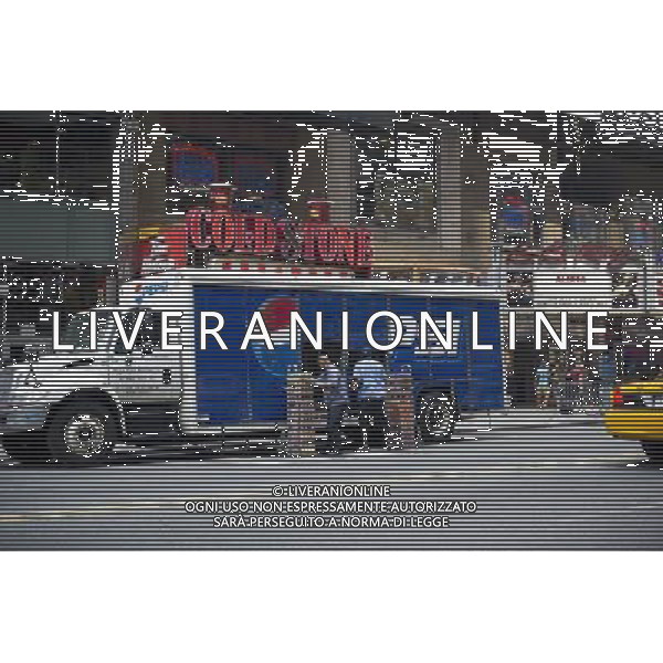 Two men unload Pepsi and other soft drinks from a beverage distributor truck in Times Square in New York on Thursday, June 9, 2011. Today was the third day of over 90 degree weather in the city officially making it a heat wave. Temperatures are expected to mitigate overnight but scientists are predicting more of the same due to a global climate change. (å© Frances M. Roberts) /PHOTOSHOT/AG ALDO LIVERANI SAS - ITALY ONLY - *** Local Caption *** .