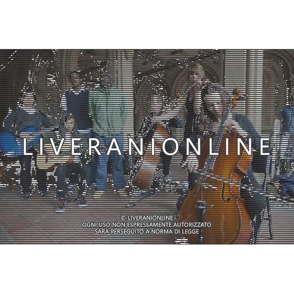 Musicians who play in Central Park in New York gather on Bethesda Terrace in the park on Sunday, June 5, 2011 to protest against the crackdown by the Dept. of Parks and Recreation which prevents them from performing in \'quiet zones\' created by the park. Musicians have traditionally performed on Bethesda Terrace for over 100 years but the Central Park Conservancy wants to turn the area into a revenue generating food court so the enforcement officers have started ticketing performers which they claim is a violation of their free speech rights. (å© Richard B. Levine) /PHOTOSHOT/AG ALDO LIVERANI SAS - ITALY ONLY - *** Local Caption *** .