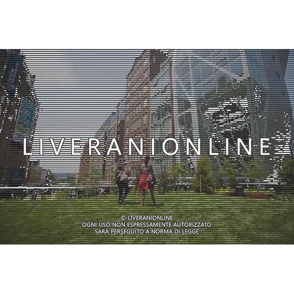 Visitors enjoy the Great Lawn area on opening day of the second phase, from West 20th Street to West 30th Street, of the High Line Park in Chelsea is seen on Tuesday, June 7, 2011. The new section includes the 4900 square foot lawn for visitors to sit and sunbathe as well as a \'flyover\' walkway that raises you eight feet above the foliage. Since the first section opened millions of dollars in real estate has been developed along the park. (Œ© Richard B. Levine) /PHOTOSHOT/AG ALDO LIVERANI SAS - ITALY ONLY - *** Local Caption *** .