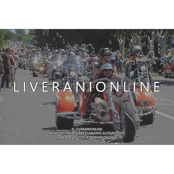 (110612) -- ALSOORS (HUNGARY), June 12, 2011 () -- Bikers take part in a parade during the 12th International Harley-Davidson Festival in Alsoors, some 120km west of Budapest, Hungary, on June 11, 2011. The International Harley-Davidson Festival draws thousands of Harley-Davidson motorbike fans to Alsoors to meet and ride together every year. (/Peter Orosz) (nxl) 12mo International Festival Harley-Davidson in Alsoors , in cui migliaia di appassionati della nota casa di moto americana si riuniscono per condividerne la passione . AG. ALDO LIVERANI SAS - ITALY ONLY *** Local Caption *** .