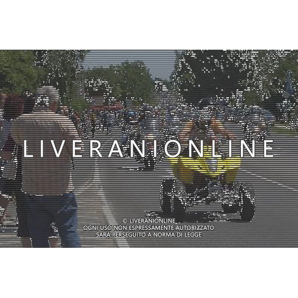 (110612) -- ALSOORS (HUNGARY), June 12, 2011 () -- Bikers take part in a parade during the 12th International Harley-Davidson Festival in Alsoors, some 120km west of Budapest, Hungary, on June 11, 2011. The International Harley-Davidson Festival draws thousands of Harley-Davidson motorbike fans to Alsoors to meet and ride together every year. (/Peter Orosz) (nxl) 12mo International Festival Harley-Davidson in Alsoors , in cui migliaia di appassionati della nota casa di moto americana si riuniscono per condividerne la passione . AG. ALDO LIVERANI SAS - ITALY ONLY *** Local Caption *** .