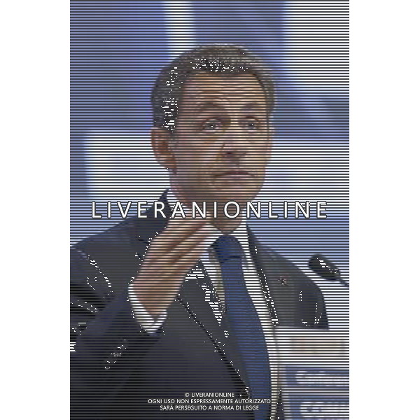 BRUSSELS-EU-FRANCE (110614) -- Brussels, Jun 14, 2011 -- The French President Nicolas Sarkozy delivers a speach during a conference organised by the European Commission on \'commodities and Raw materials: Chalenges and policy responses\', in the EU Commission headquarter, on June 14; 2011; in Brussels, the Belgium capital. Conferenza organizzata dalla Commissione europea su \'Beni e materie prime: Sfide e risposte politiche\', nella sede della Commissione UE AG. ALDO LIVERANI SAS - ITALY ONLY *** Local Caption *** .