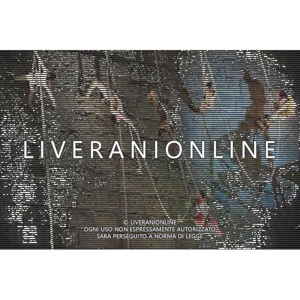 JERUSALEM, June 15, 2011 Acrobats perform in \'The Butterfly Effect\', accompanied by video projection and innovative flight systems, during the 3rd Jerusalem Festival of Light, on the wall of the Old City of Jerusalem, June 15, 2011. \'The Butterfly Effect\' tells the story of two ancient cultures, fighting one another for the control of light. (/Yin Dongxun) AG ALDO LIVERANI S A S ONLY ITALY