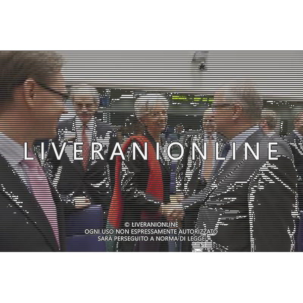 (110619) -- Luxembourg, June. 19, 2011 -- The Finish Minister of finance Jyrki Tapani Katainen (L) talks with the French Minister of Economy, Finance, \' Industry Christine Lagarde (C) and the EU Finance Commissioner Olli Rehn (R) prior an Eurogroup Ministers Council meeting in the EU headquarter, on Sunday June 19; 2011, in Luxembourg. AG ALDO LIVERANI S A S ONLY ITALY