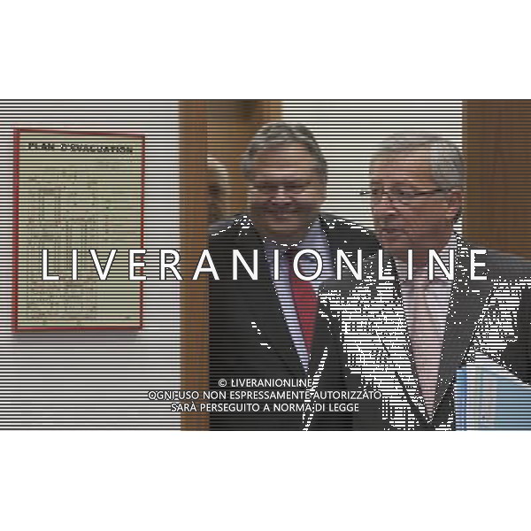 (110620) -- LUXEMBOURG, June 20, 2011 () -- The new Greek finance Minister Evangelos Venizelos (L) and Luxembourg Prime Minister, President of the Eurogroup Jean-Claude Juncker arrive prior to the second day of an Eurogroup Council ministers meeting in the EU headquarters in Luxembourg, June 19, 2011. (/Thierry Monasse) (msq) AG ALDO LIVERANI S A S ONLY ITALY
