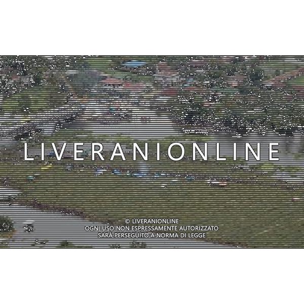 Handout photo dated and released 22 June 2011 by the Malacanang Photo Bureau shows an aerial view of areas affected by floods and the build of water hyacinths clogging Rio Grande de Mindanao River in Cotabato City, southern Philippines. Philippine President Benigno Aquino III visited the area to check on relief and clean-up operations, as the build-up of water hyacinths and heavy rains this week caused the Rio Grande de Mindanao River to flow into low lying communities and displace thousands of residents. Il fiume Rio Grande de Mindanao straripando ha causato allagamenti delle zone circostanti con grave danno per le poplazioni locali- AG. ALDO LIVERANI SAS- ITALY ONLY *** Local Caption *** .