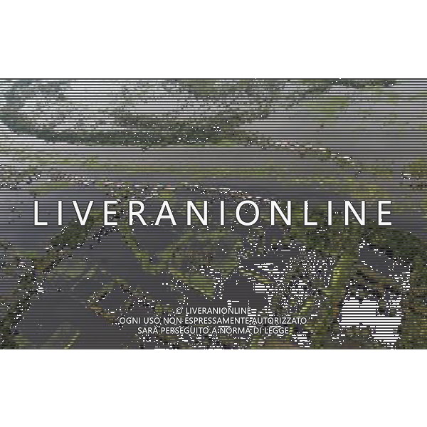 Handout photo dated and released 22 June 2011 by the Malacanang Photo Bureau shows an aerial view of areas affected by floods and the build of water hyacinths clogging Rio Grande de Mindanao River in Cotabato City, southern Philippines. Philippine President Benigno Aquino III visited the area to check on relief and clean-up operations, as the build-up of water hyacinths and heavy rains this week caused the Rio Grande de Mindanao River to flow into low lying communities and displace thousands of residents. Il fiume Rio Grande de Mindanao straripando ha causato allagamenti delle zone circostanti con grave danno per le poplazioni locali- AG. ALDO LIVERANI SAS- ITALY ONLY *** Local Caption *** .