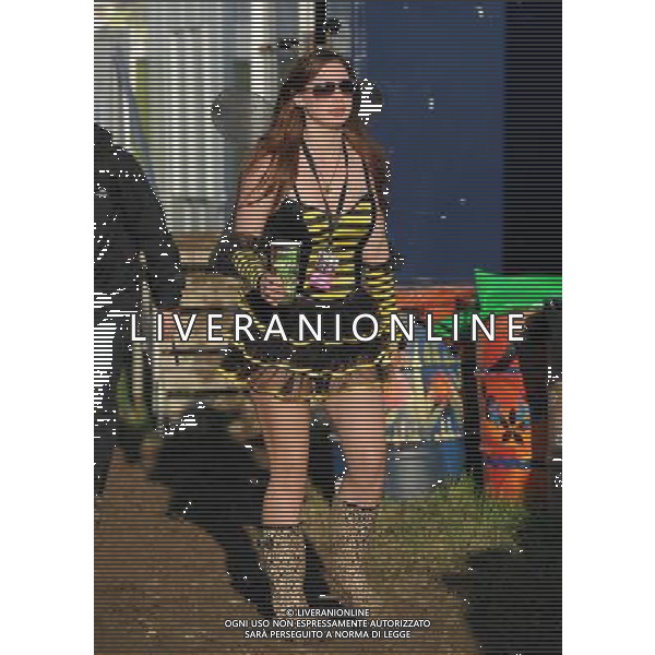 Picture Shows: Festival goer in the VIP area at Glastonbury 2011. Thursday June 23, 2011.
