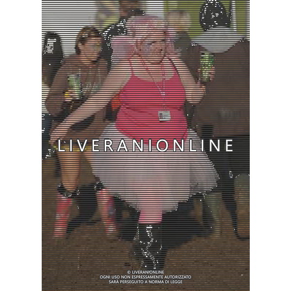 Picture Shows: Festival goer in the VIP area at Glastonbury 2011. Thursday June 23, 2011.