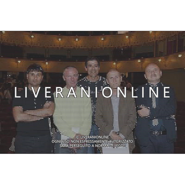 ALESSANDRO GASSMAN AL TEATRO GOLDONI DI VENEZIA PRESENTA LA STAGIONE DI PROSA 2011/2012 DEL TEATRO STABILE DEL VENETO NELLA FOTO: ALESSANDRO GASSMAN, VITIGLIANO TREVISAN, TIZIANO SCARPA, CARMELO RIFICI ED EDOARDO ERBA @ CRISTINA CHECCHETTO - AG. ALDO LIVERANI