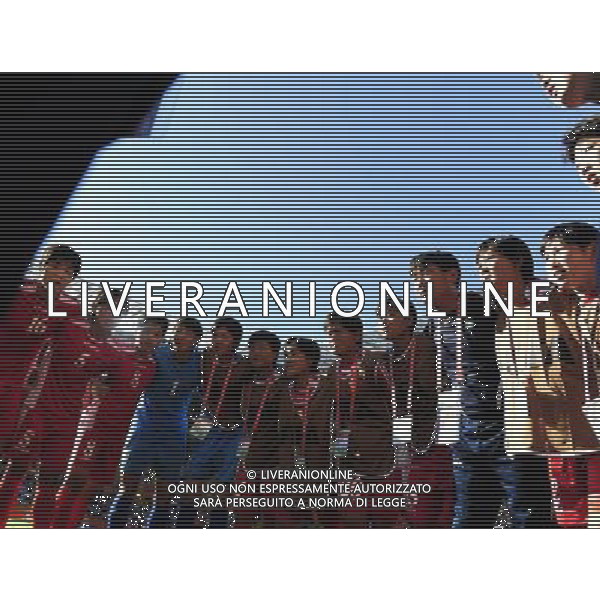 (110629) -- DRESDEN, June 29, 2011 () -- Players of the Democratic People\'s Republic of Korea (DPRK) react before their Group C first round match against the United States at the 2011 FIFA Women\'s World Cup at the Rudolf-Harbig-Stadion in Dresden, Germany, June 28, 2011. (/Ding Xu)