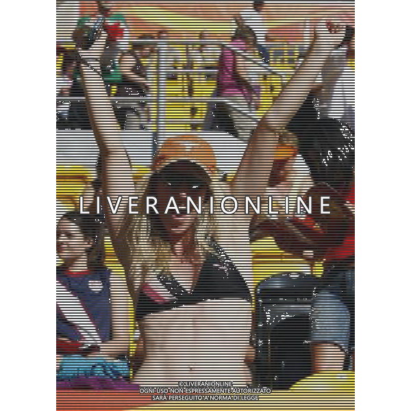 (110629) -- DRESDEN, June 29, 2011 (Xinhua) -- A fan reacts during the Group C first round match between the United States and the Democratic People\'s Republic of Korea (DPRK) at the 2011 FIFA Women\'s World Cup at the Rudolf-Harbig-Stadion in Dresden, Germany, June 28, 2011. (Xinhua/Ding Xu)