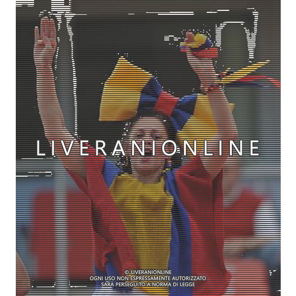 (110628) -- LEVERKUSEN, June 28, 2011 () -- A supporter of Colombia cheers before the first round Group C football match between Colombia and Sweden at the FIFA Women\'s World Cup Germany 2011 in Leverkusen, Germany, June 28, 2011. (/Wu Wei)