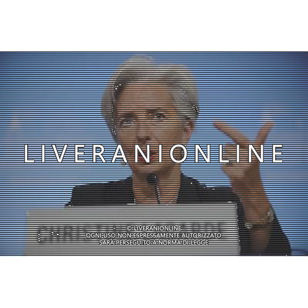 (110628) -- NEW YORK, June 28, 2011 () -- File photo taken on April 15, 2011 shows French Minister of Economy, Finance and Industry Christine Lagarde speaking at a press briefing during the 2011 International Monetary Fund (IMF) and World Bank spring meetings in Washington D.C., capital of the United States. The International Monetary Fund (IMF) announced Tuesday that it has selected French Finance Minister Christine Lagarde to serve as its next Managing Director. (/Zhang Jun) (wjd)