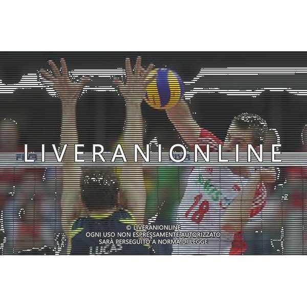 29.06.2011 KATOWICE - SPODEK (KATOWICE,SILESIA POLAND -SPODEK ARENA), SIATKOWKA MEZCZYZN (VOLLEYBALL MEN\'S), LIGA SWIATOWA 2011 - GRUPA B (VOLLEYBALL WORLD LEAGUE 2010 - PREELIMINARY ROUNDPOOL B GAME), MECZ POLSKA - BRAZYLIA (GAME POLAND - BRAZIL) NZ LUCAS (L), MARCIN MOZDOZNEK FOTO LUKASZ GROCHALA/ CYFRASPORT/NEWSPIX.PL --- Newspix.pl *** Local Caption *** www.newspix.pl mail us: info@newspix.pl call us: 0048 022 23 22 222 --- Polish Picture Agency by Ringier Axel Springer Poland